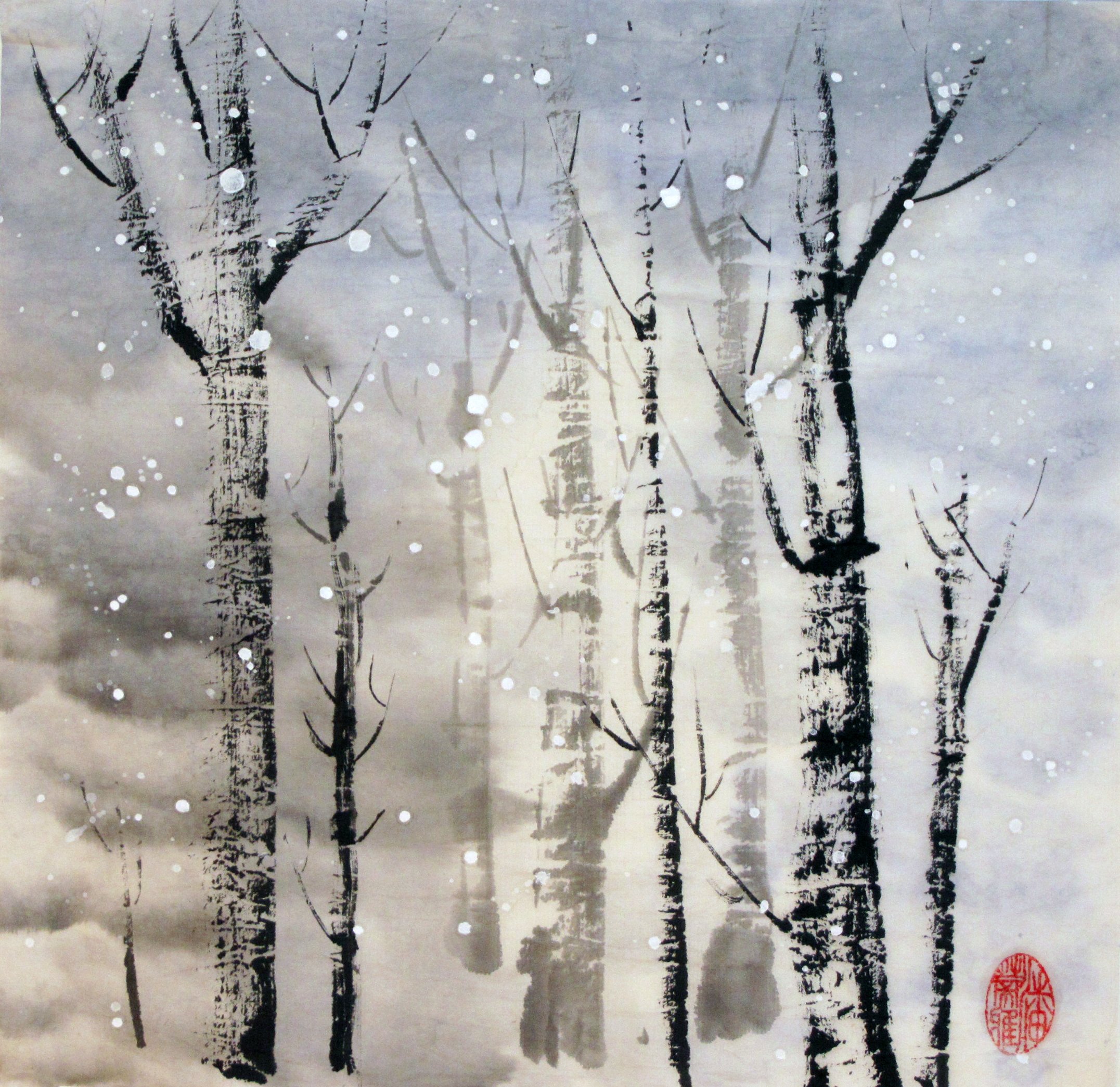 Snow Whispers Among the Birches